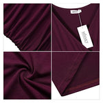 Women V Neck Sleeveless Crossover Wrap Ruched Waist Slimming Swing Cocktail Dress