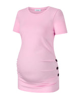 Maternity Tops Plus Size Shirts for Women Maternity Nursing Top Side Ruched Casual Blouse Breastfeeding Shirts