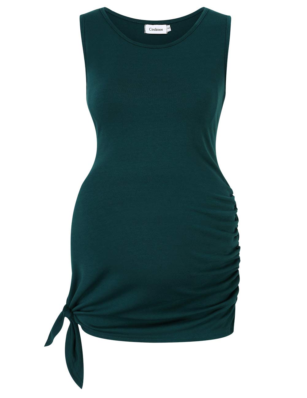 Women's Casual Scoop Neck Sleeveless Solid Color Side Tied Maternity Tunic Top