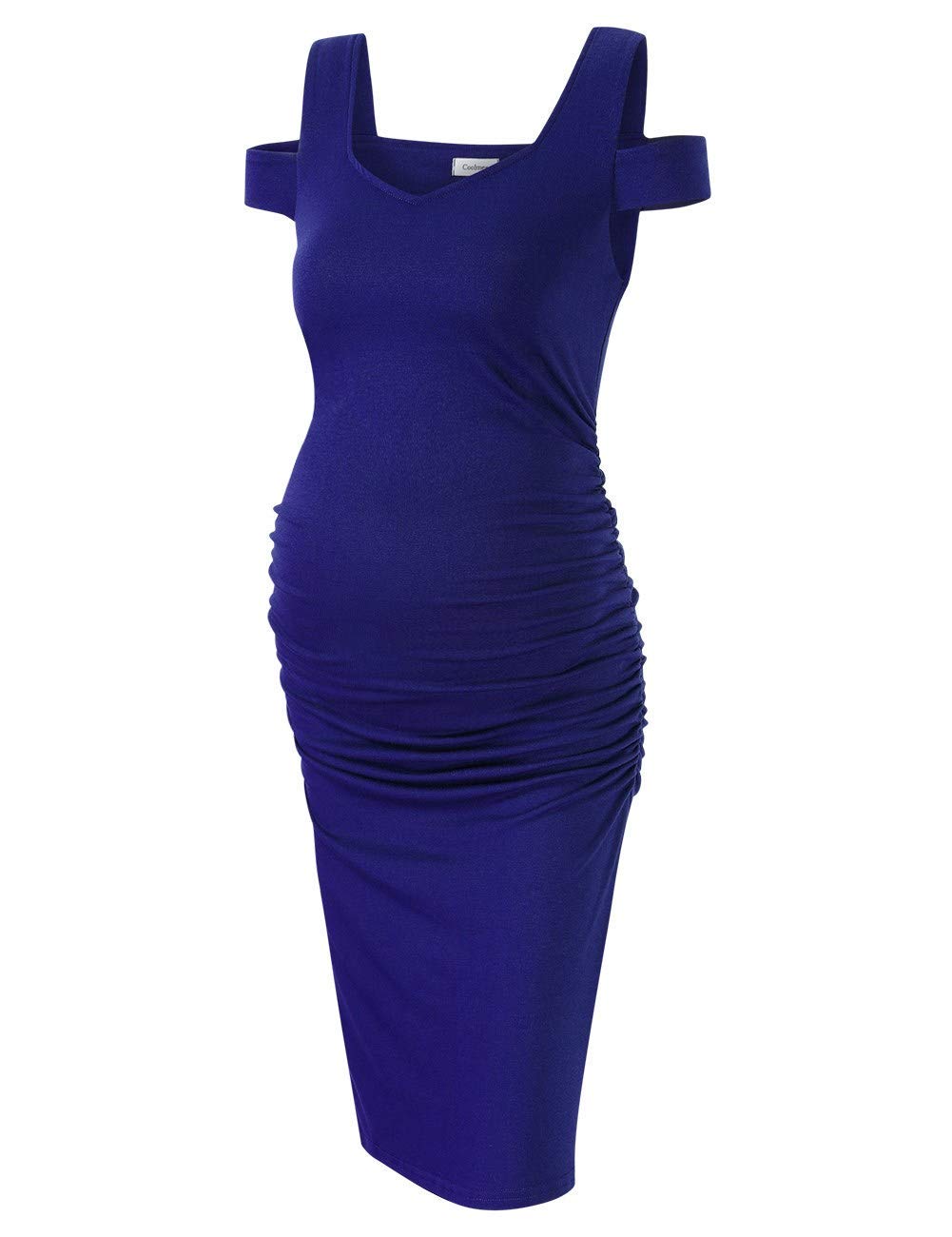 Maternity Dress Women's Casual V Neck Sleeveless Solid Color Ruched Knee-Length Maternity Dresses