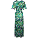 Women Floral Print Split Wrap Deep V-neck Long Maxi Boho Dress