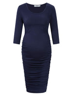 Maternity Dress Ruched Round Neck Maternity Dresses