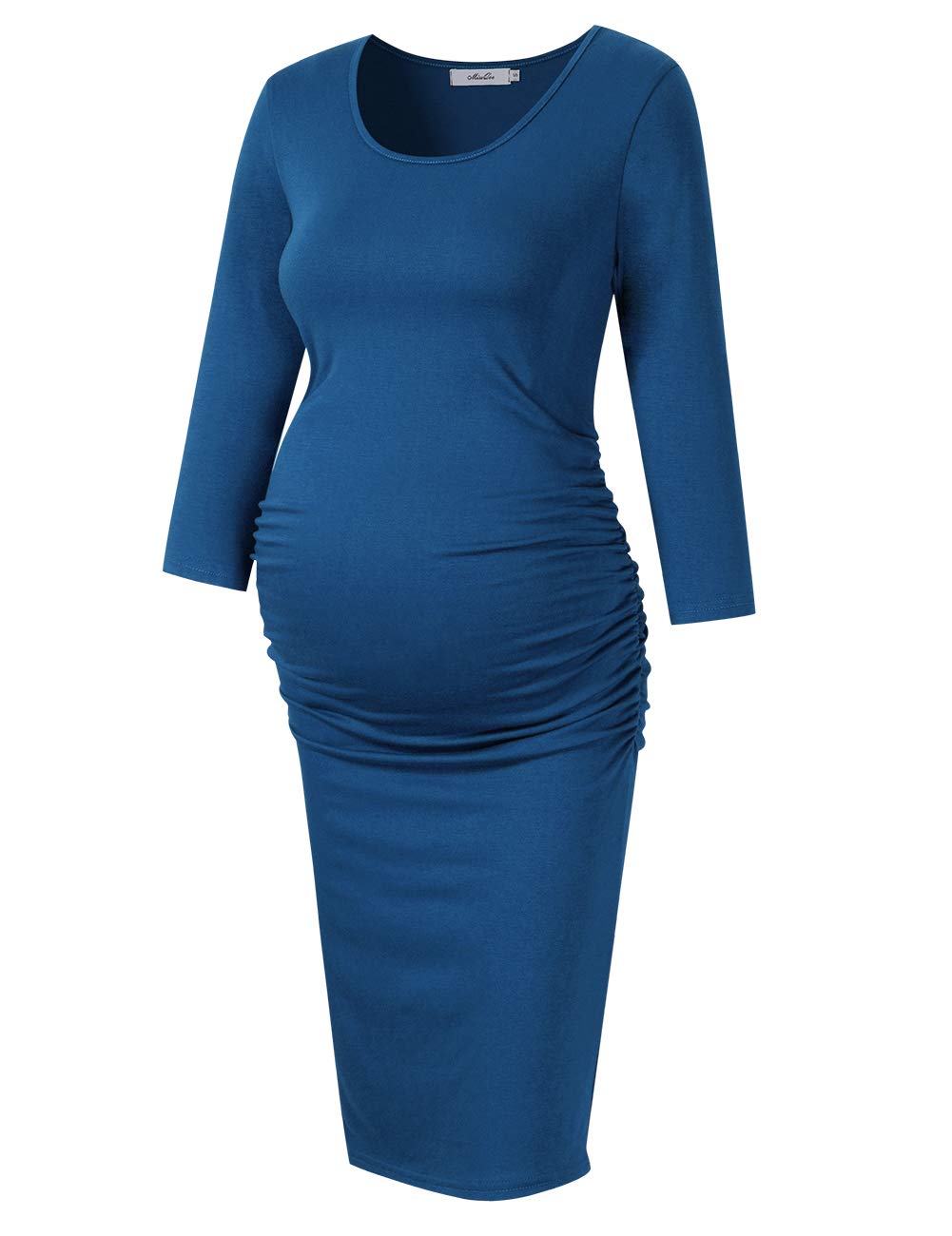 Maternity Dress Ruched Round Neck Maternity Dresses 3/4 Sleeve Maternity Dresses 3/4 Sleeve Maternity Dresses