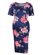 Maternity Dress Ruched Round Neck Maternity Dresses