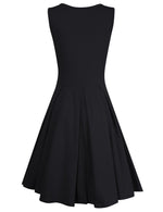 Women Sleeveless Round Neck Knee Length Fit Flare Swing Vintage Casual Summer Dress
