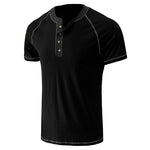 YESFASHION Men Shirts Henley Color Matching T-shirt