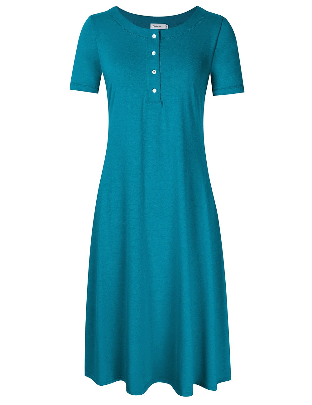 Women's Knit Cotton Long Sleeve Nightgown for Women Long Henley Sleep Dress
