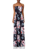 Women Strapless Maxi Boho Vintage Summer Beach Floral Print Hawaiian Party Long Dress