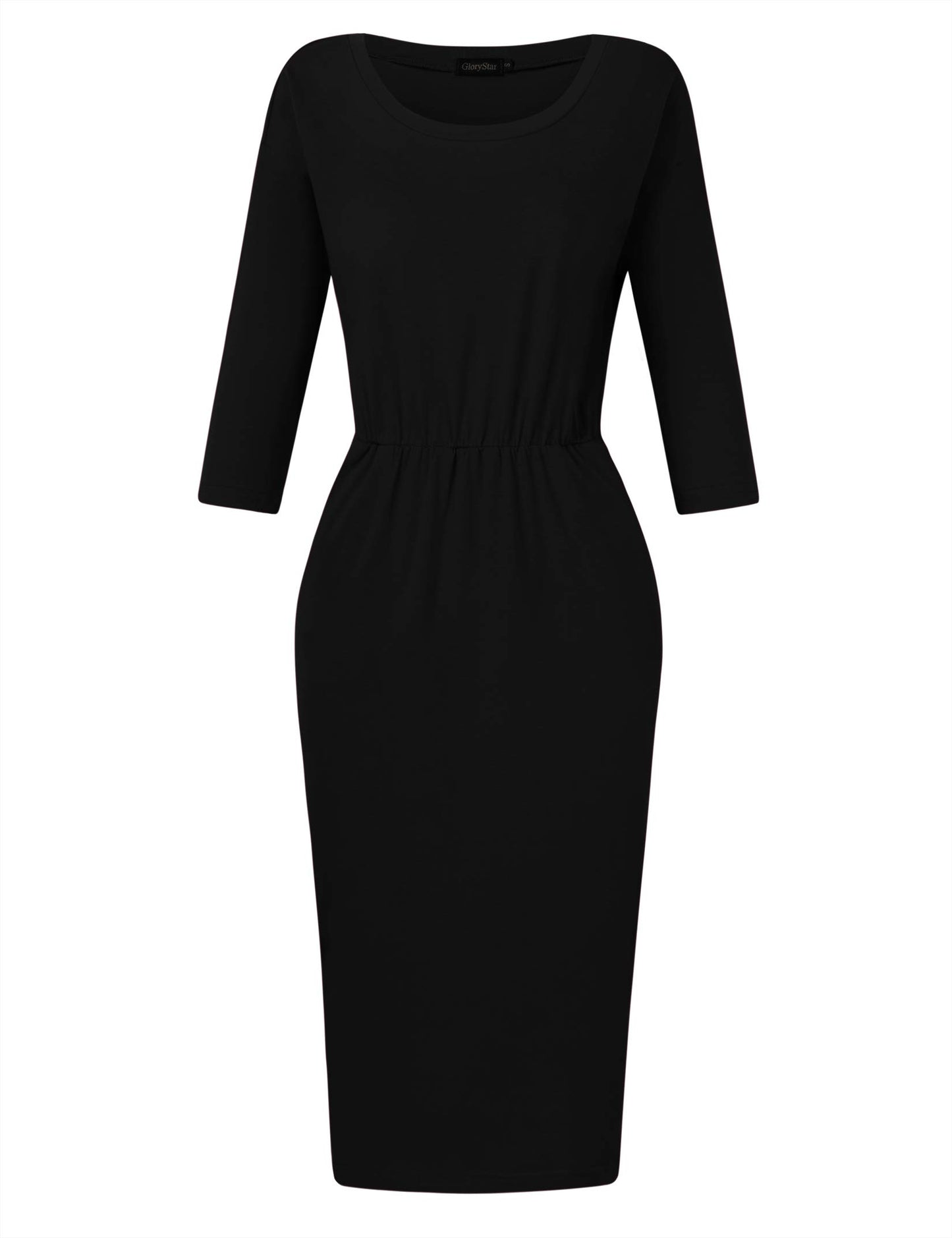 Women's 3/4 Sleeve Round Neck Hips-Wrapped Casual Office Pencil Dress