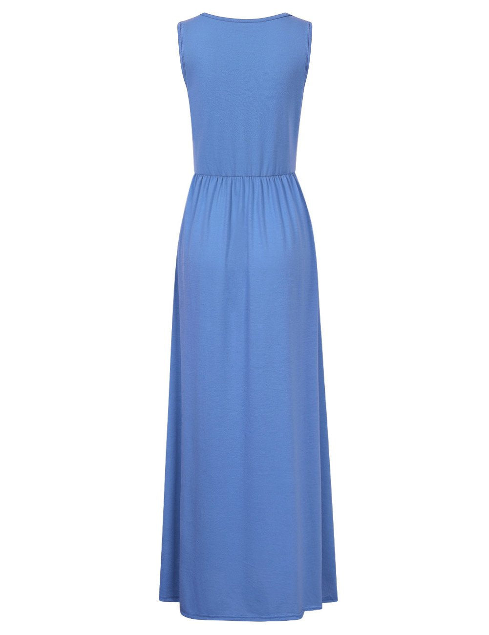 Sleeveless Dress for Women,Crew Neck Pocket Ruched Maxi Summer Dress