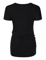 Maternity Shirt Side Button and Ruched Maternity Tunic Tops Maternity Short Sleeve T-Shirts