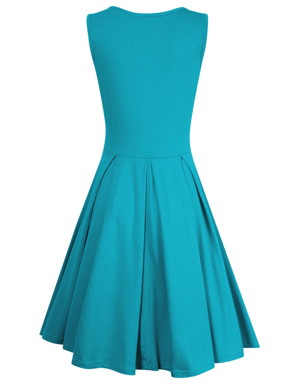 Women Sleeveless Round Neck Knee Length Fit Flare Swing Vintage Casual Summer Dress