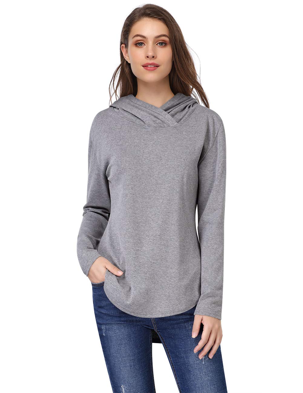 Women Long Sleeve Pullover Hoodies Tops Casual Loose Hooded Sweatshirt