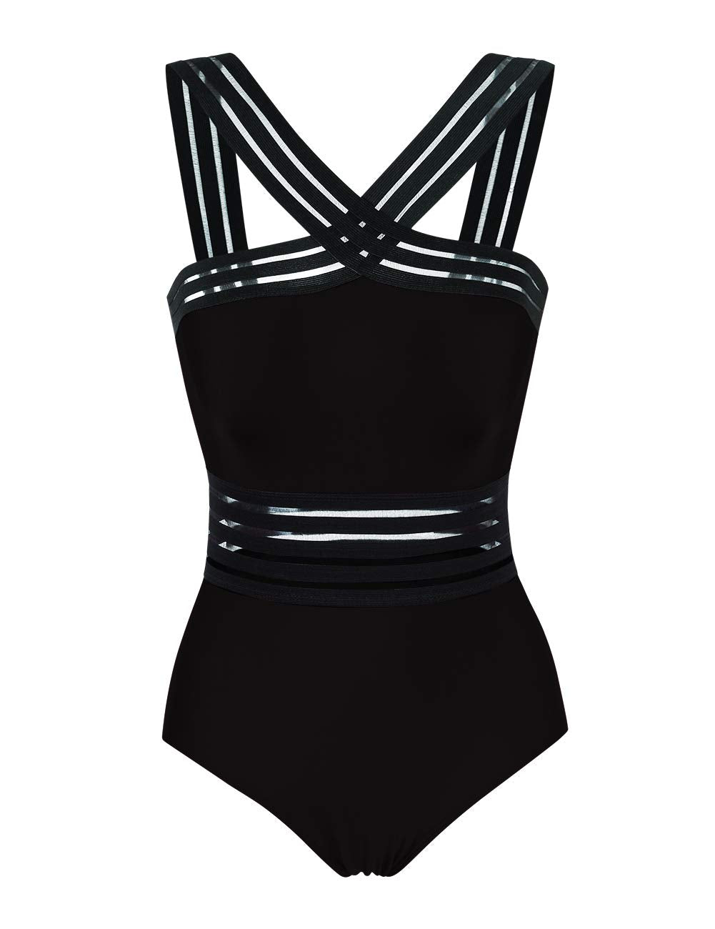 YESFASHION Womens One Piece Swimwear Front Crossover Swimsuits