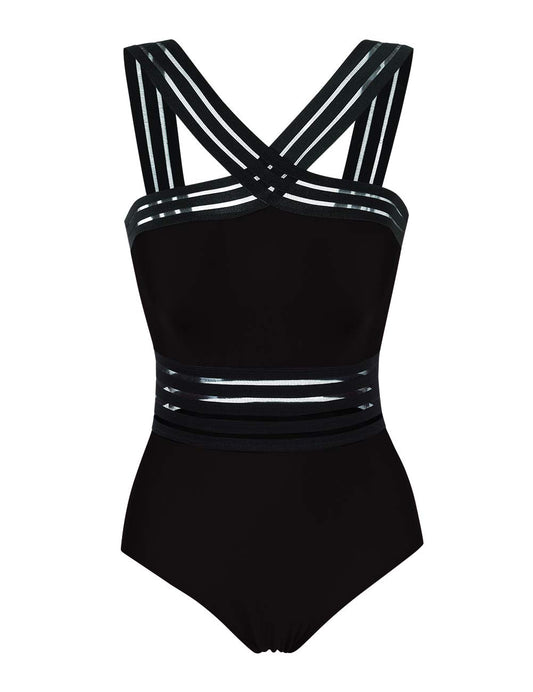 YESFASHION Womens One Piece Swimwear Front Crossover Swimsuits