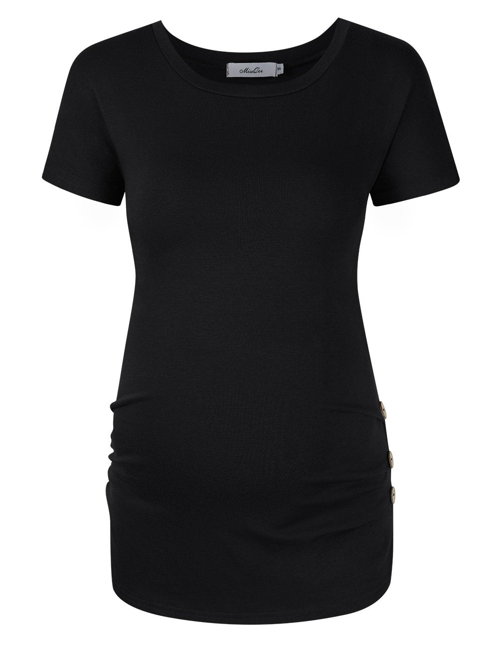 Maternity Shirt Side Button and Ruched Maternity Tunic Tops Maternity Short Sleeve T-Shirts