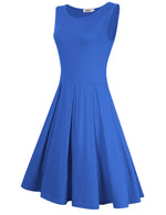 Women Sleeveless Round Neck Knee Length Fit Flare Swing Vintage Casual Summer Dress