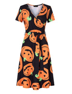 Wrap V Neck Casual A Line Work Business Dress for Women