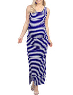 Maternity Dress Women's Casual Maternity Sleeveless Scoop Neck Striped Slit Long Tank Dress