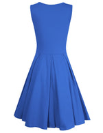 Women Sleeveless Round Neck Knee Length Fit Flare Swing Vintage Casual Summer Dress