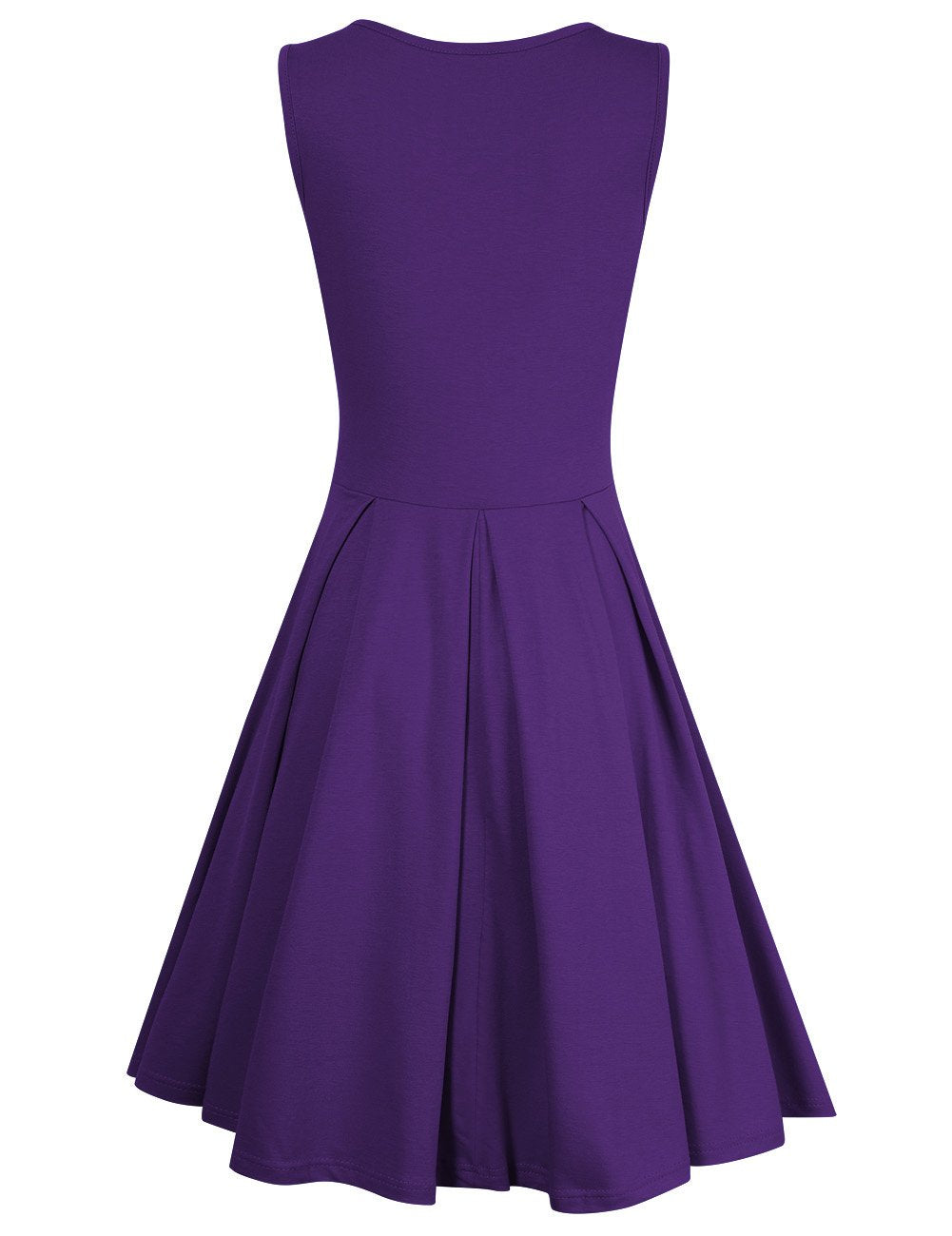 Women Sleeveless Round Neck Knee Length Fit Flare Swing Vintage Casual Summer Dress