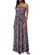 Women Strapless Maxi Boho Vintage Summer Beach Floral Print Hawaiian Party Long Dress