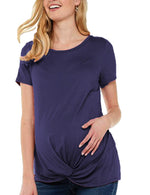 Maternity Shirt Women's Casual Short Sleeve Twist Knot Tunics Tops Blouses