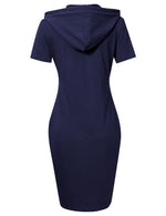 Women Pocket Knee Length Slim Sweatshirt Blue Dresses for Women