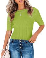 Women's Short Sleeve Sweater Knit Sweater