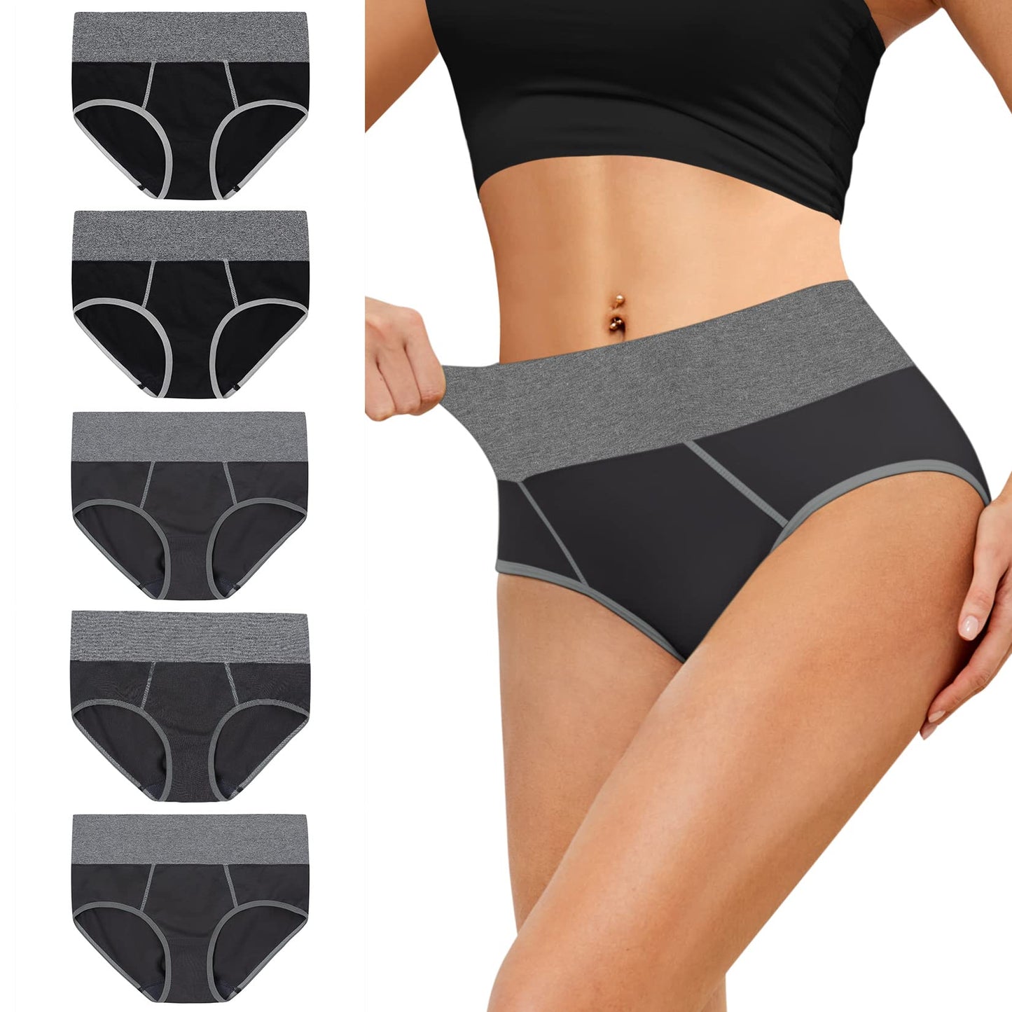 Women's Active Sport Underwear Soft Breathable Panties Stretch Briefs Regular & Plus