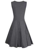 Women Sleeveless Round Neck Knee Length Fit Flare Swing Vintage Casual Summer Dress