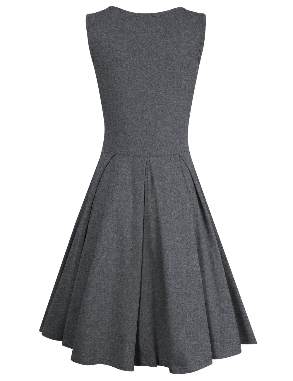 Women Sleeveless Round Neck Knee Length Fit Flare Swing Vintage Casual Summer Dress