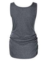 Maternity Basic Tank Top Neck Sleeveless Tops Pregnancy Solid Side Ruching Vest