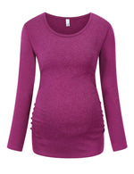 Maternity Basic Tank Top Neck Sleeveless Tops Pregnancy Solid Side Ruching Vest