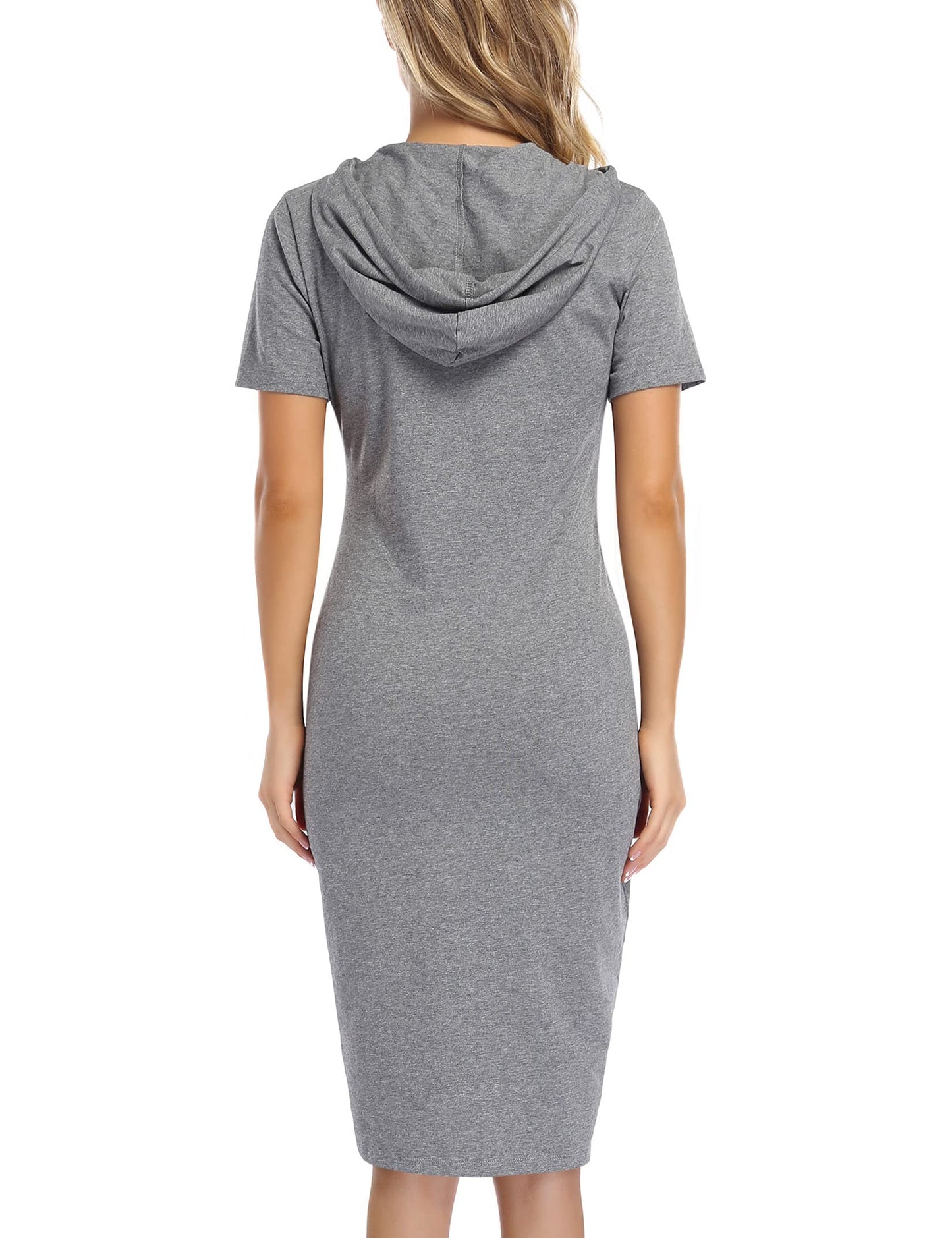Women's Casual Short Sleeve Sweatshirt Print Pocket Pullover Hoodie Dress