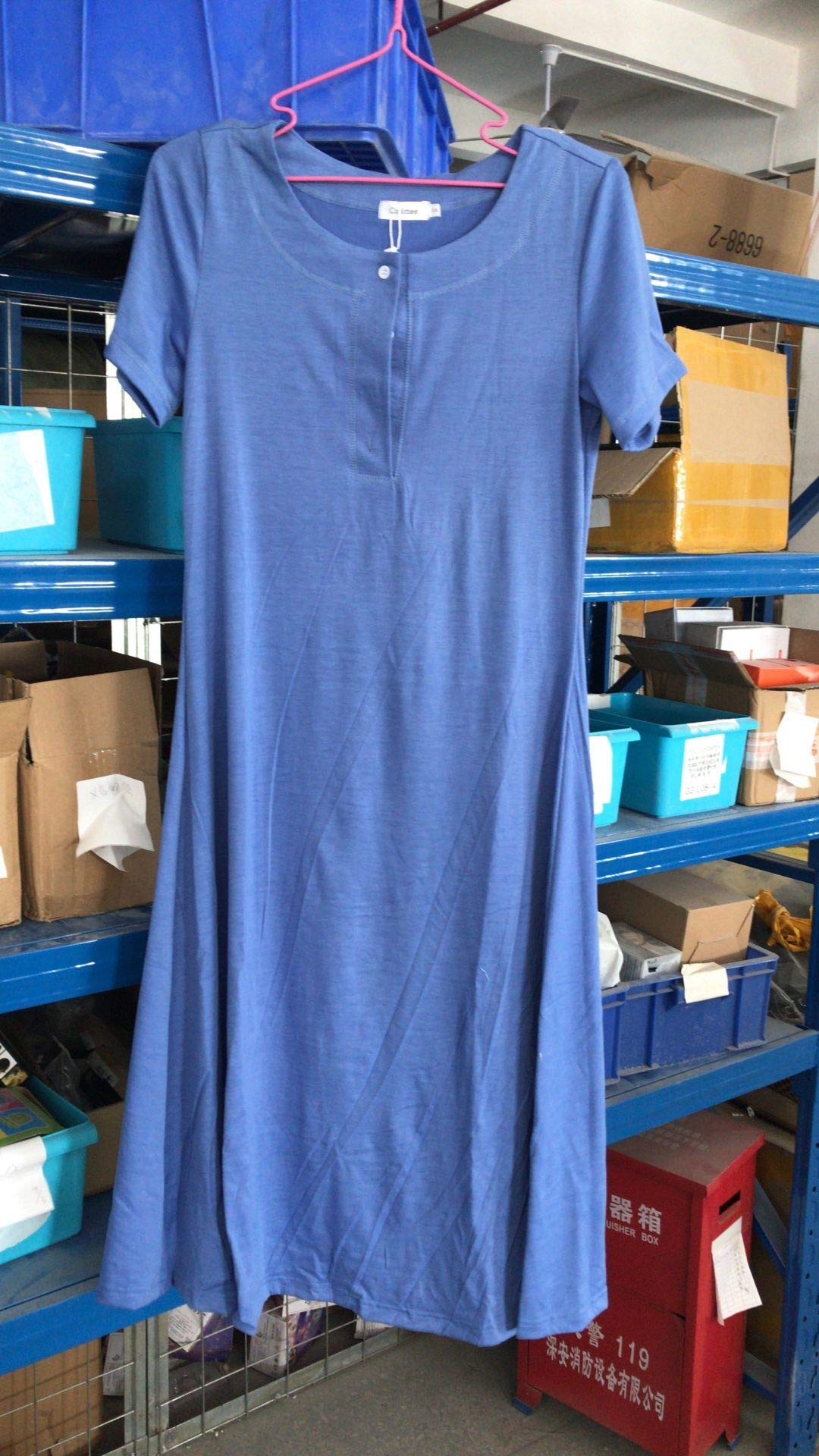 Women's Knit Cotton Long Sleeve Nightgown for Women Long Henley Sleep Dress