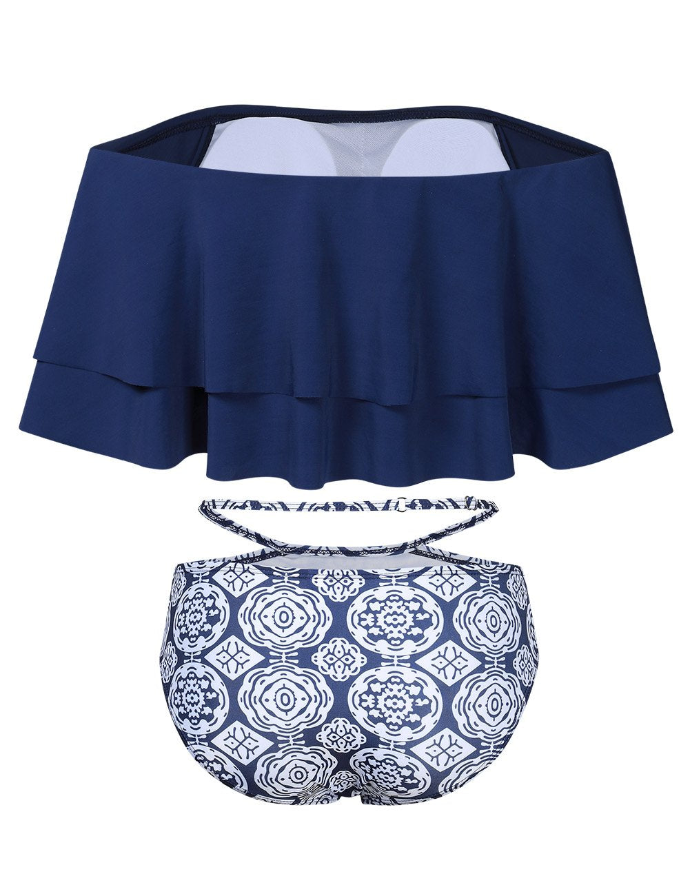 YESFASHION Women's Boho Flounce Falbala Ruffle Bikini Set Swimwear