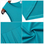 Women Sleeveless Round Neck Knee Length Fit Flare Swing Vintage Casual Summer Dress