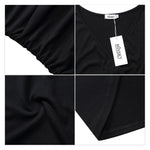 Women V Neck Sleeveless Crossover Wrap Ruched Waist Slimming Swing Cocktail Dress