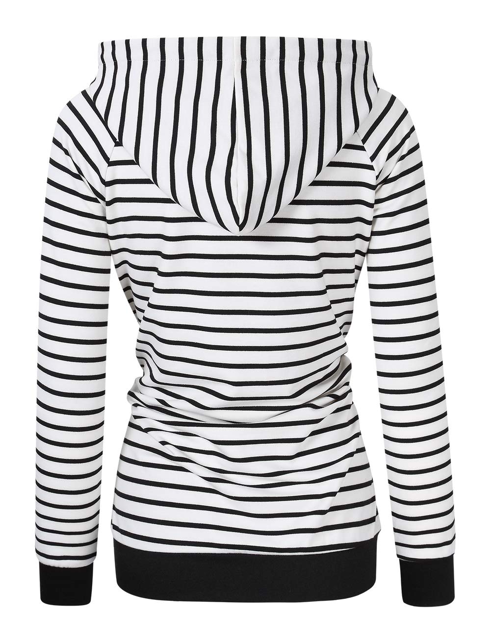 Women's Cowl Neck Pullover Hoodies Long Sleeve Kangaroo Pocket Spliced Striped Hooded Sweatshirts