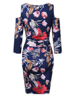 Maternity Dress Women's Scoop Neck Could Shoulder Ruched Maternity Dresses