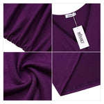 Women V Neck Sleeveless Crossover Wrap Ruched Waist Slimming Swing Cocktail Dress