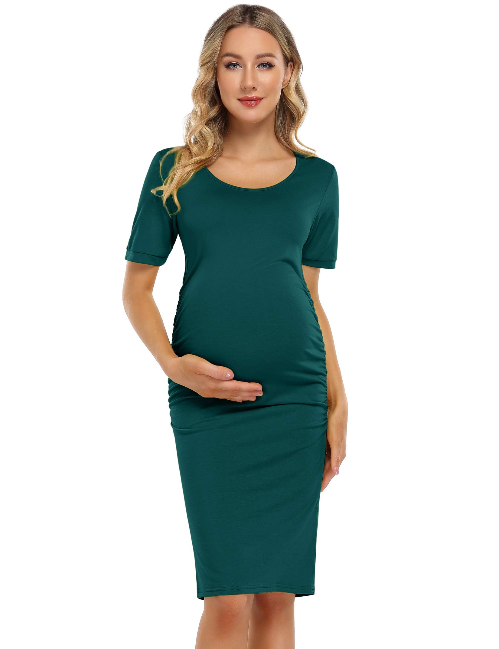 Maternity Dress Ruched Round Neck Maternity Dresses
