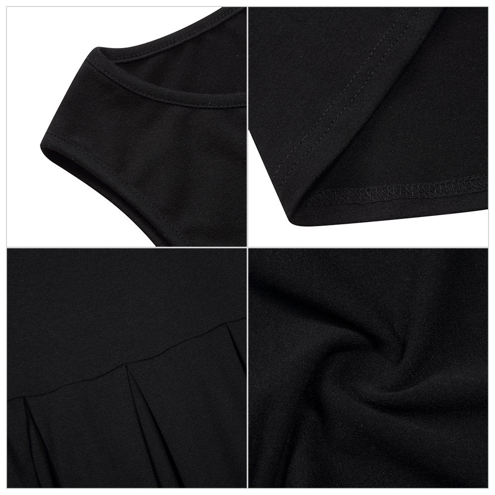 Women Sleeveless Round Neck Knee Length Fit Flare Swing Vintage Casual Summer Dress