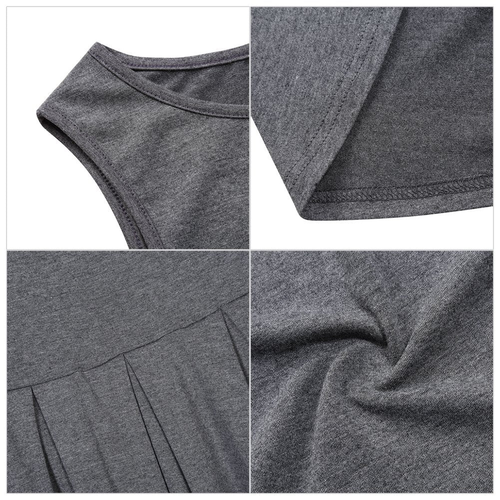 Women Sleeveless Round Neck Knee Length Fit Flare Swing Vintage Casual Summer Dress