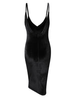 Women's Evening Sexy Spaghetti Strap Bodycon Sleeveless Backless Velvet Sexy Short Club Dress