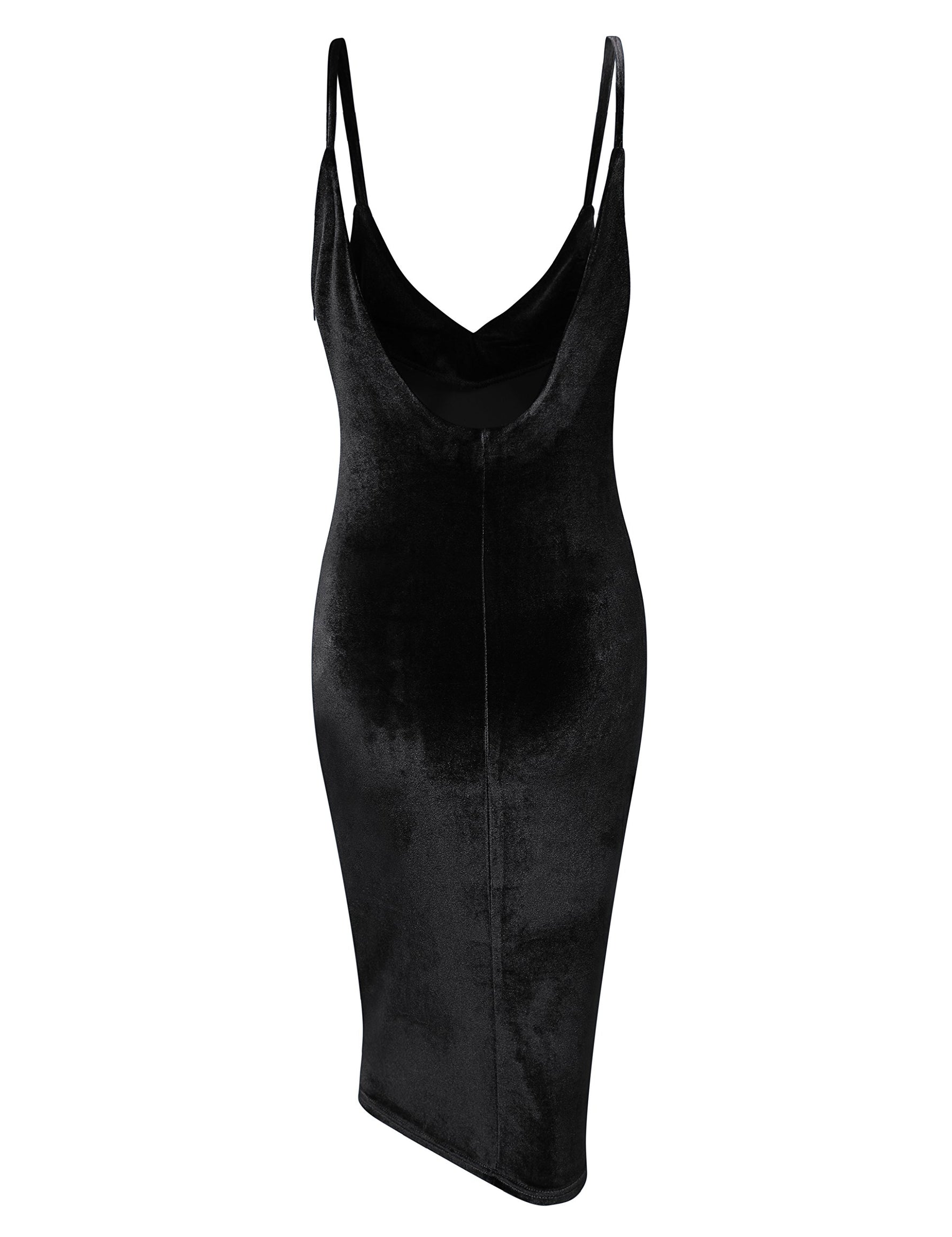 Women's Evening Sexy Spaghetti Strap Bodycon Sleeveless Backless Velvet Sexy Short Club Dress
