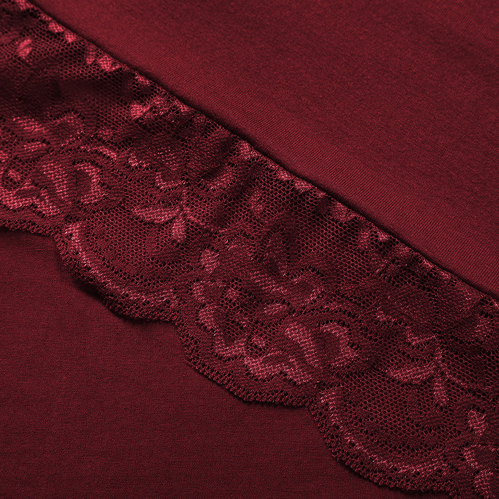 YESFASHION Women's Long Sleeve Knit Turtleneck Lace Cotton Casual Dress