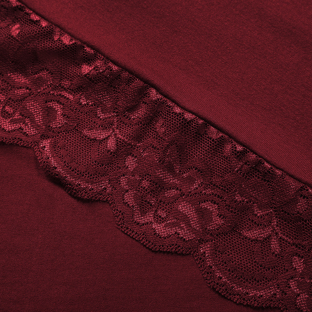 YESFASHION Women's Long Sleeve Knit Turtleneck Lace Cotton Casual Dress