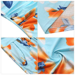 YESFASHION Women Ruched Strapless Maxi Vintage Floral Print Long Dress Blue